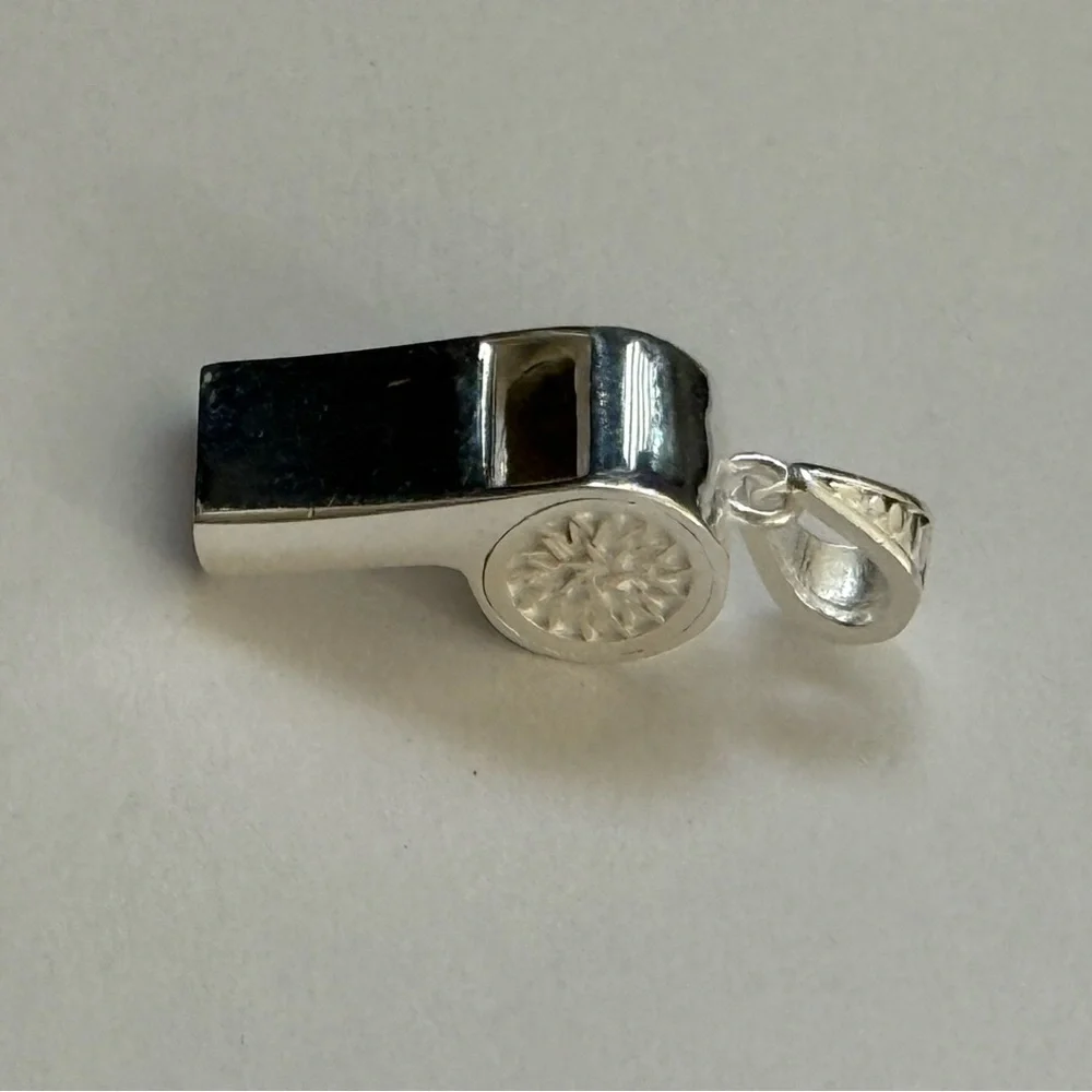 Unisex sound whistle pendant 925 sterling silver